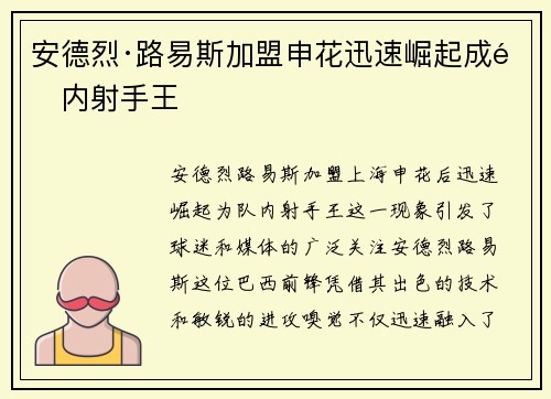 安德烈·路易斯加盟申花迅速崛起成队内射手王